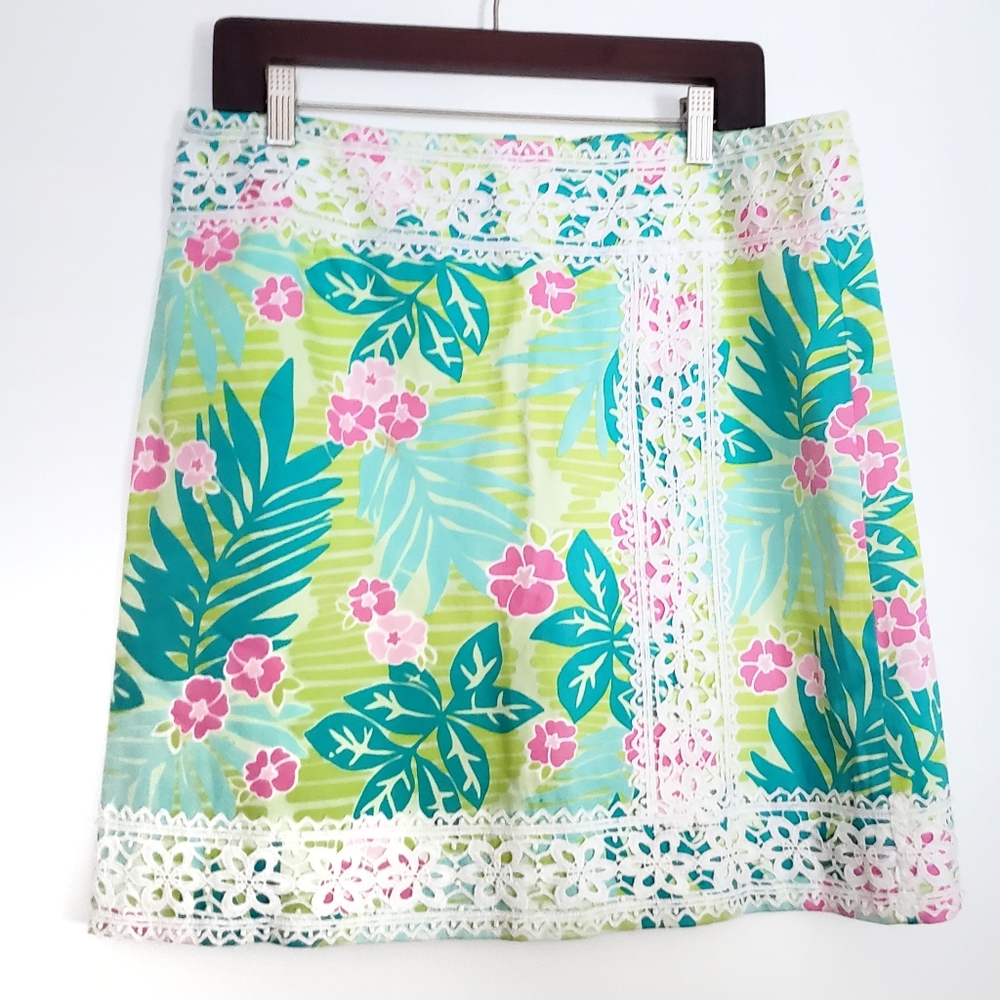 Vintage Lilly Pulitzer Green & Pink Floral Skirt